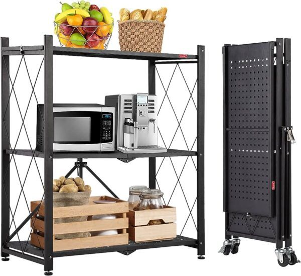Estante Metálico Plegable con Ruedas Multiuso - Imagen 1