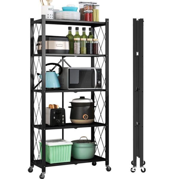 Estante Metálico Plegable con Ruedas Multiuso - Imagen 3