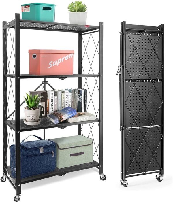 Estante Metálico Plegable con Ruedas Multiuso - Imagen 2