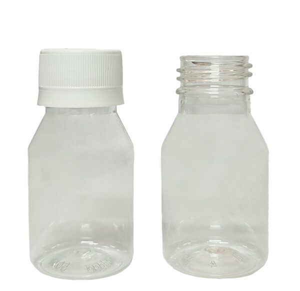Botella PET 50 cc. transparente redonda Tapa  (50UND) - Imagen 1